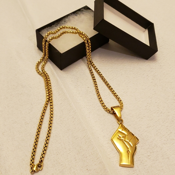 Black Lives Matter Fist Pendant Necklace - Picture 2 of 3